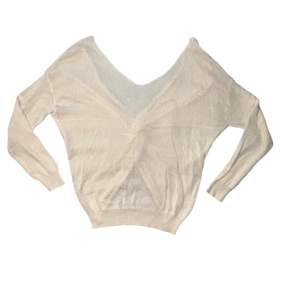 O & O Back Knot Sweater Lightweight Cream Color Size Medium